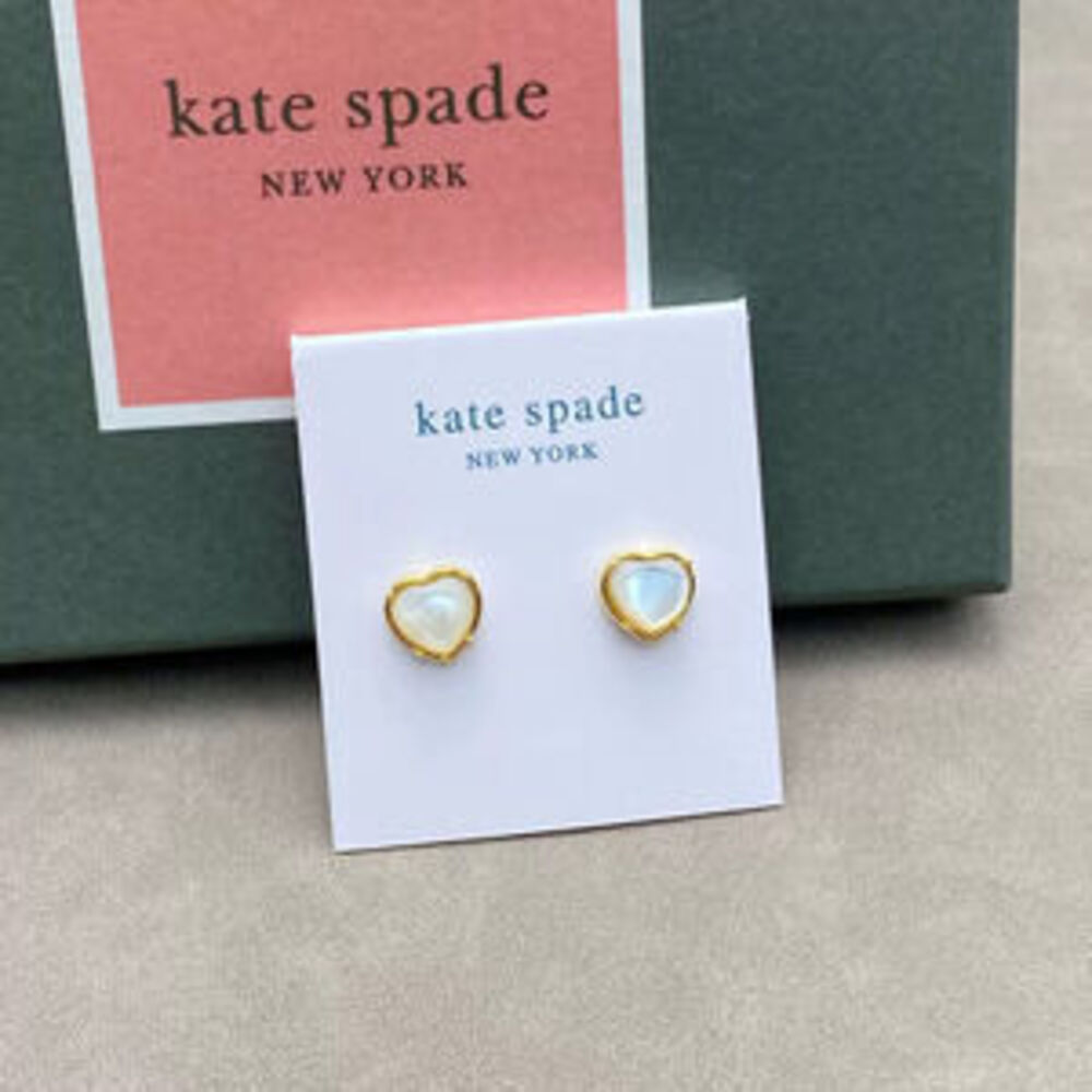 kate spade Heart Cat Eye Stud Earrings Silver Vintage Lace